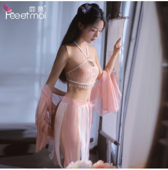 FEE ET MOI Seethrough Halter Neck Classic Dudou (Pink - White)